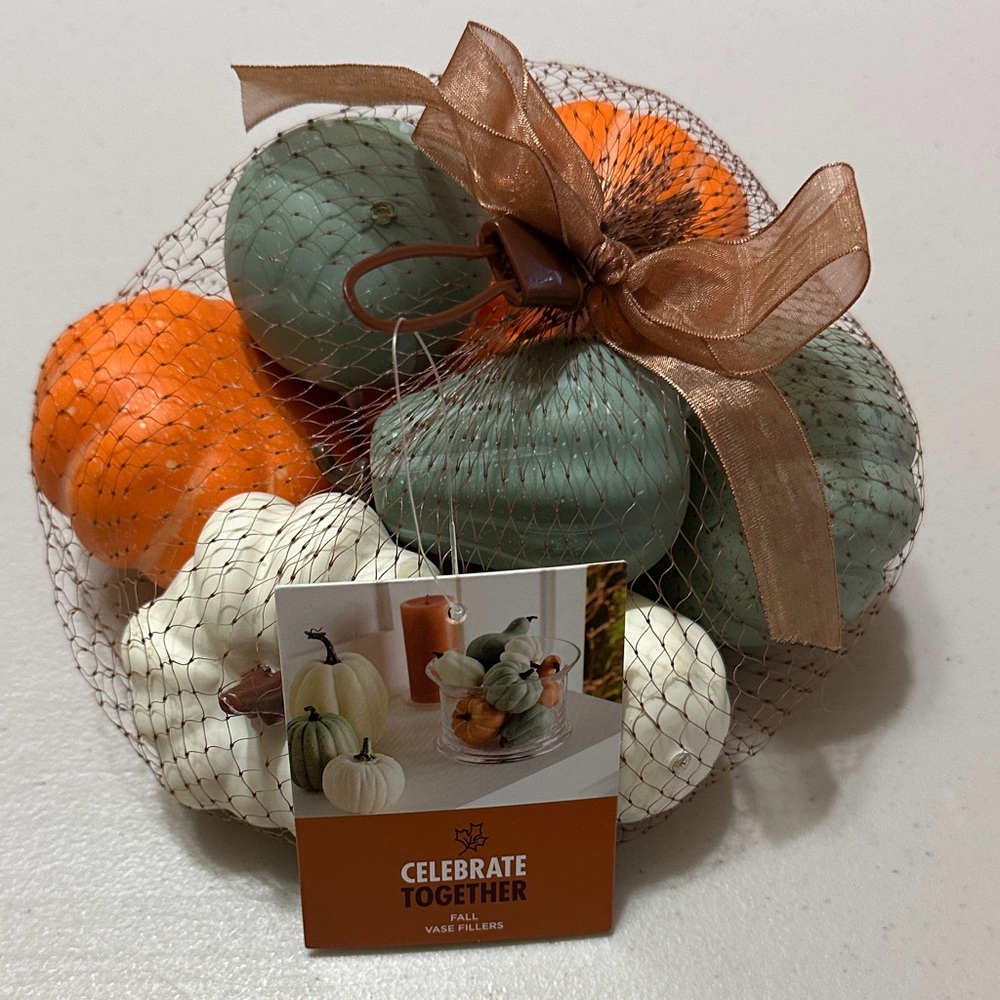 Fall Pumpkins & Gourds Vase Filler- Orange, Green, White by Celebrate Together
